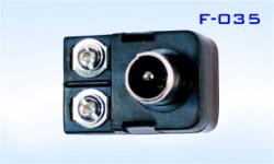 Конектор F-035, TV антенен мъжки 9.5мм, за симетричен кабел, пластмасов, черен