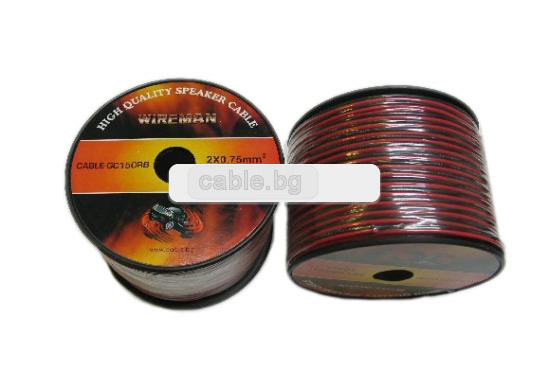 Кабел за тонколони Wireman, 2x 0.75 mm2, PVC, червено-черен, цена на метър, CABLE-GC150RB
